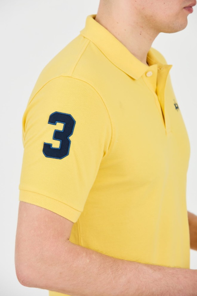 LA MARTINA Polo galben pentru bărbați cu logo mic