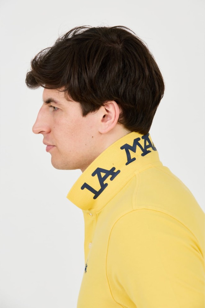 LA MARTINA Polo galben pentru bărbați cu logo mic