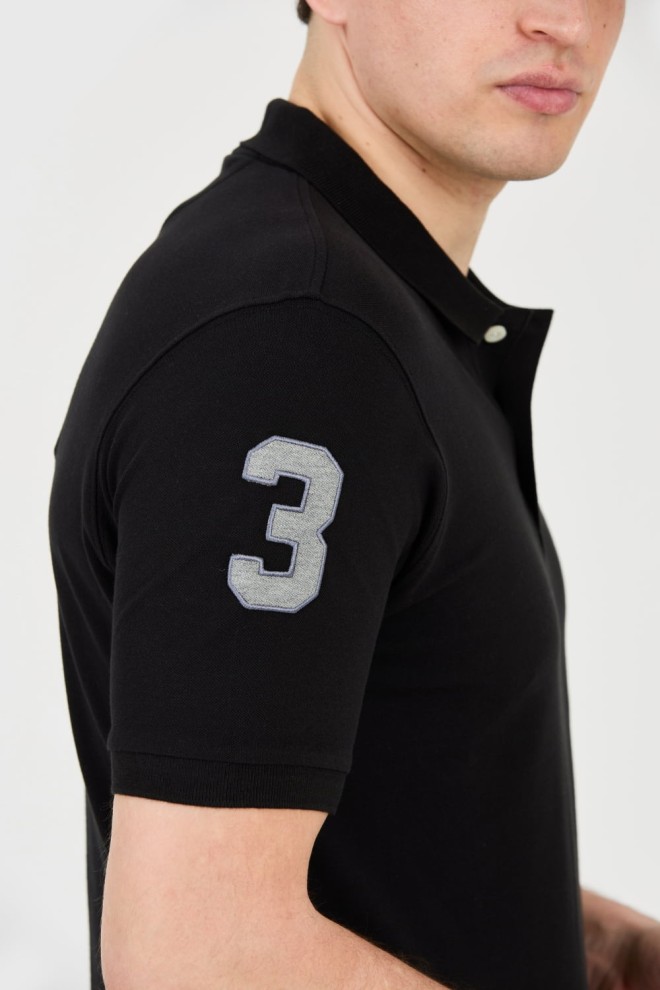 LA MARTINA Polo negru pentru bărbați cu logo mic