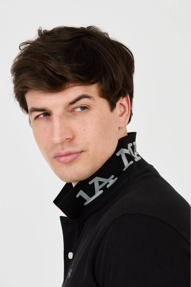 LA MARTINA Polo negru pentru bărbați cu logo mic
