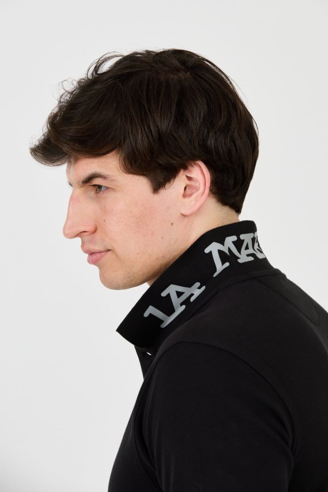 LA MARTINA Czarne męskie polo z małym logo