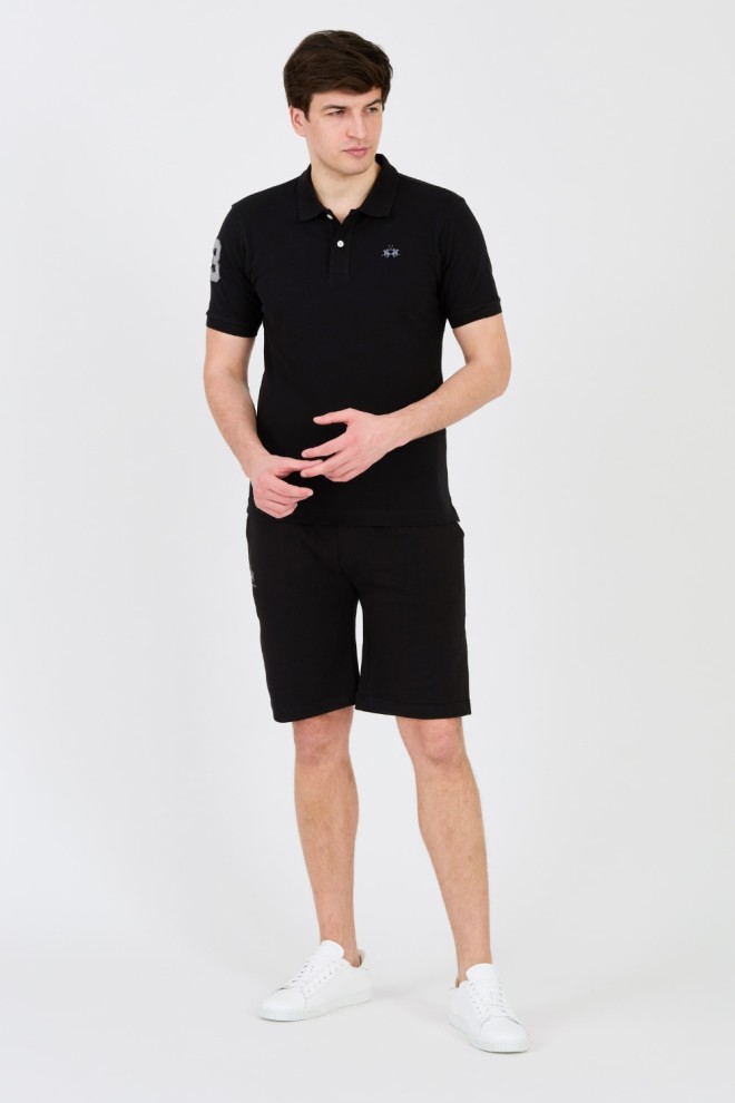 LA MARTINA Czarne męskie polo z małym logo