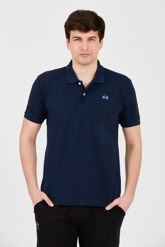 LA MARTINA Polo albastru marin pentru bărbați cu logo mic