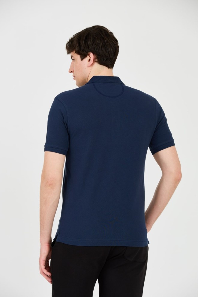 LA MARTINA Polo albastru marin pentru bărbați cu logo mic