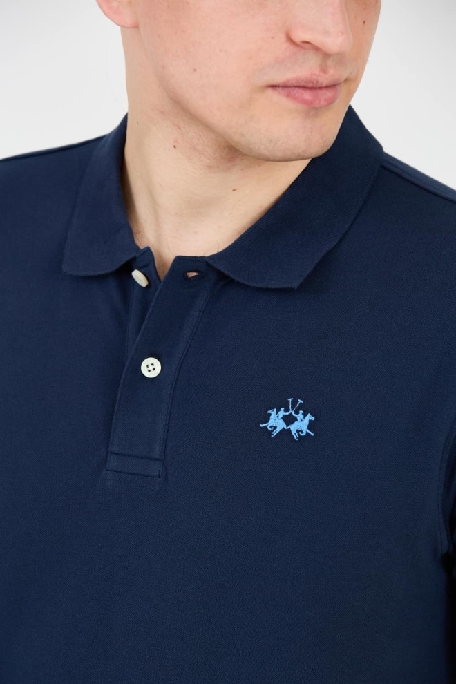 LA MARTINA Polo albastru marin pentru bărbați cu logo mic