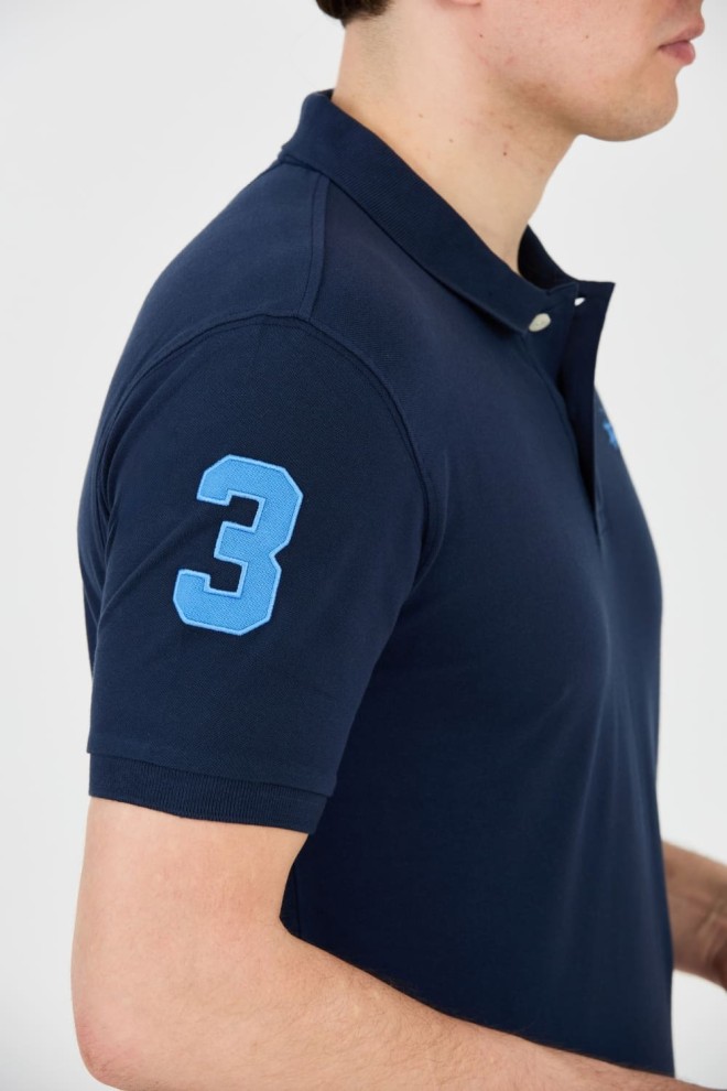 LA MARTINA Polo albastru marin pentru bărbați cu logo mic