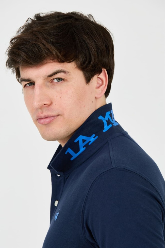 LA MARTINA Polo albastru marin pentru bărbați cu logo mic