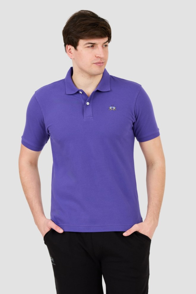 LA MARTINA Polo violet pentru bărbați cu logo mic