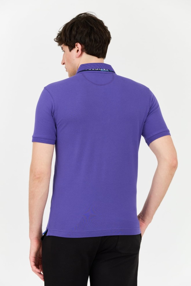 LA MARTINA Polo violet pentru bărbați cu logo mic