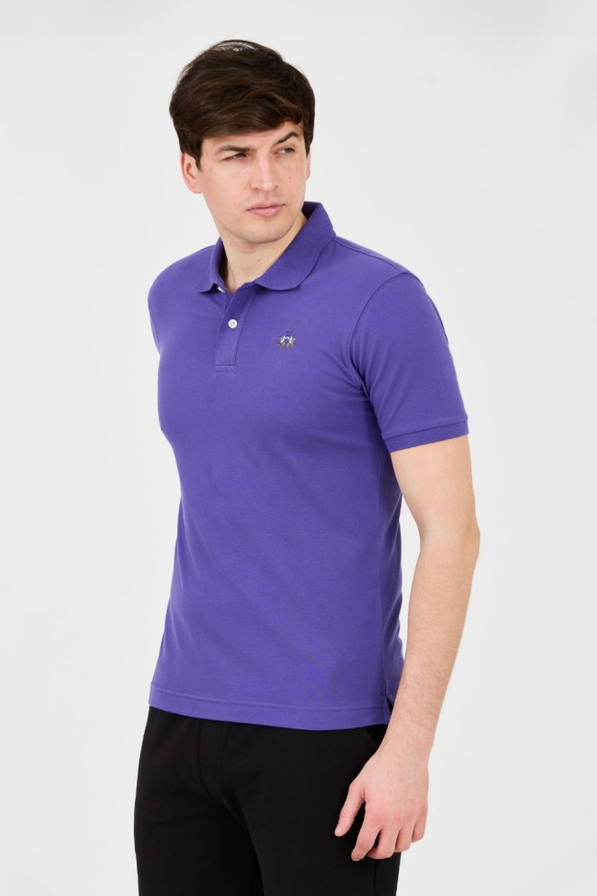 LA MARTINA Polo violet pentru bărbați cu logo mic