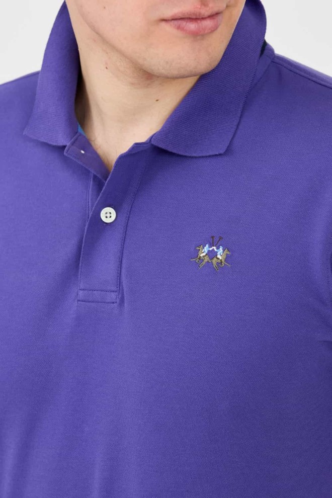 LA MARTINA Polo violet pentru bărbați cu logo mic