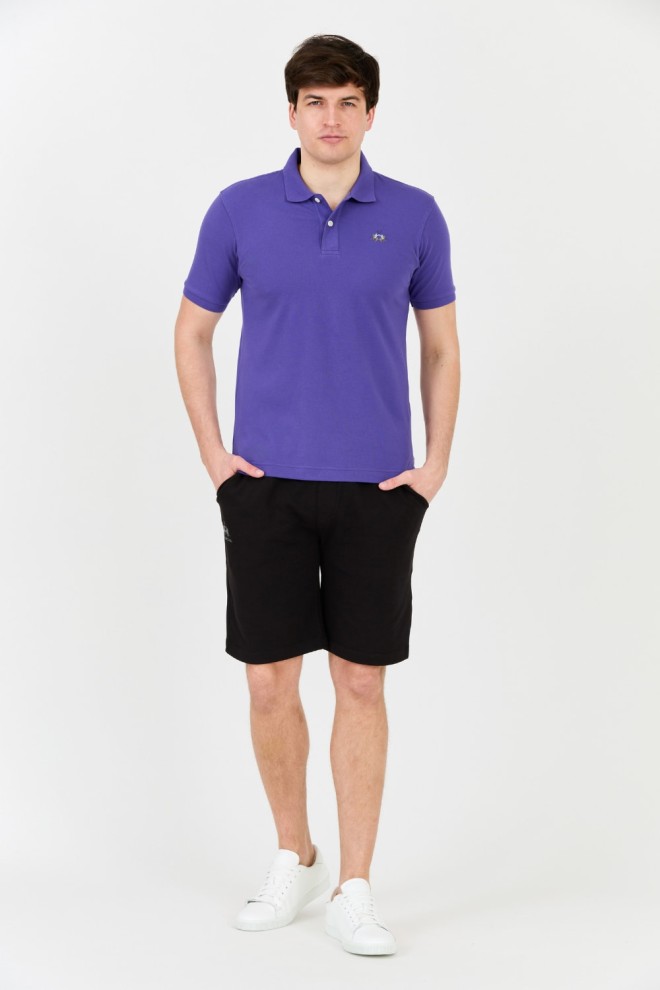 LA MARTINA Polo violet pentru bărbați cu logo mic
