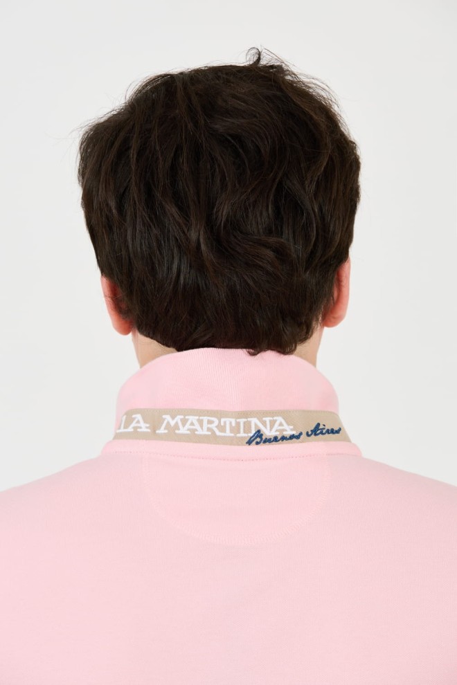 LA MARTINA Tricou roz pentru bărbați cu logo mic