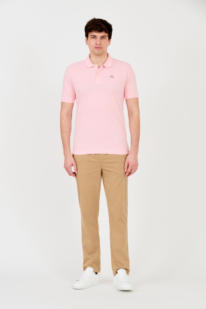 LA MARTINA Tricou roz pentru bărbați cu logo mic