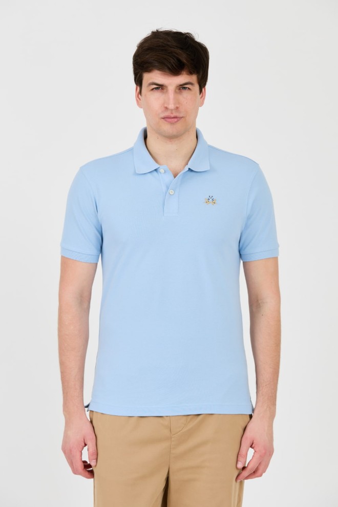 LA MARTINA Polo albastru pentru bărbați cu logo mic