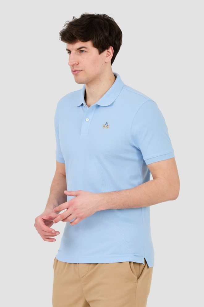 LA MARTINA Polo albastru pentru bărbați cu logo mic