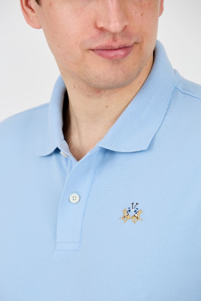 LA MARTINA Polo albastru pentru bărbați cu logo mic