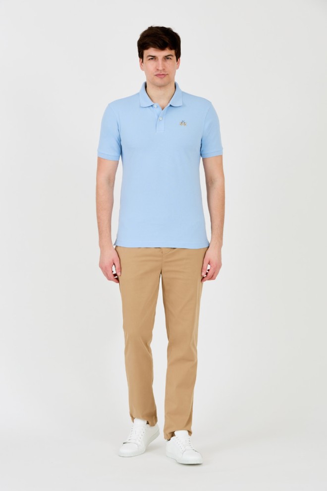 LA MARTINA Polo albastru pentru bărbați cu logo mic