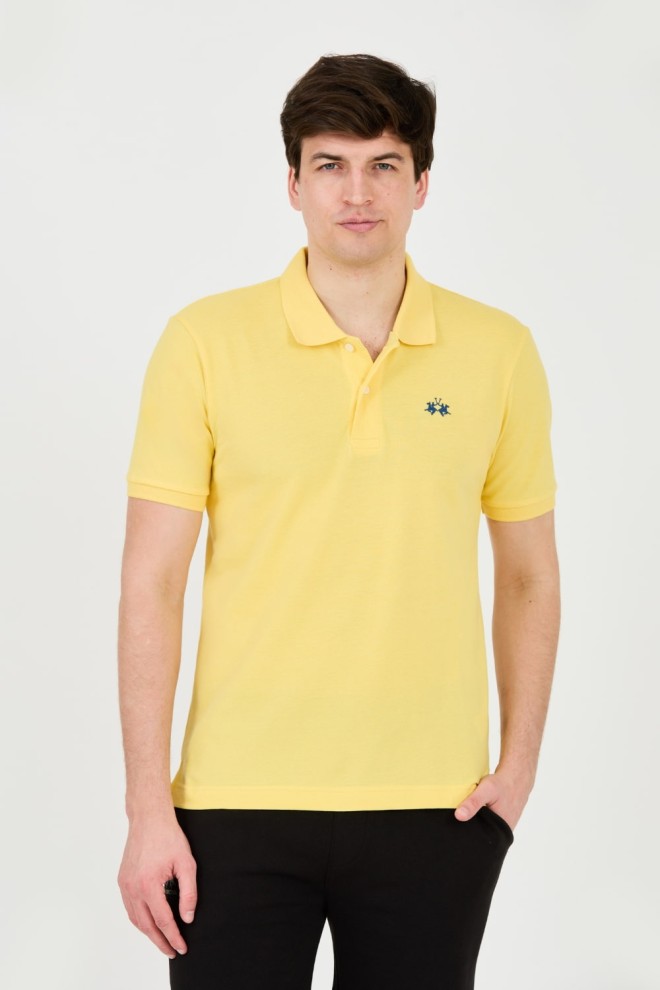 LA MARTINA Polo galben pentru bărbați cu logo mic