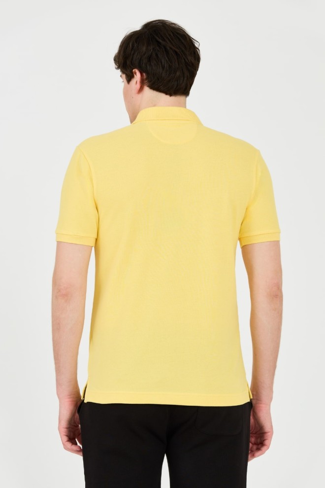 LA MARTINA Polo galben pentru bărbați cu logo mic