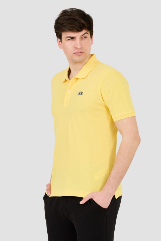 LA MARTINA Polo galben pentru bărbați cu logo mic