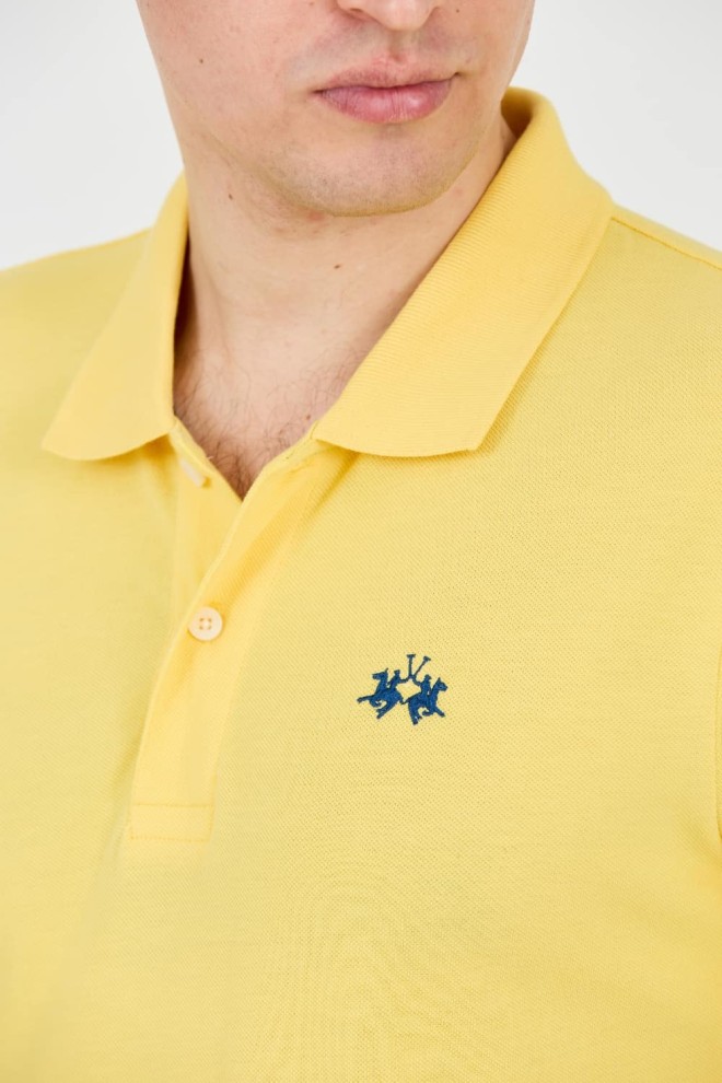 LA MARTINA Żółte męskie polo z małym logo