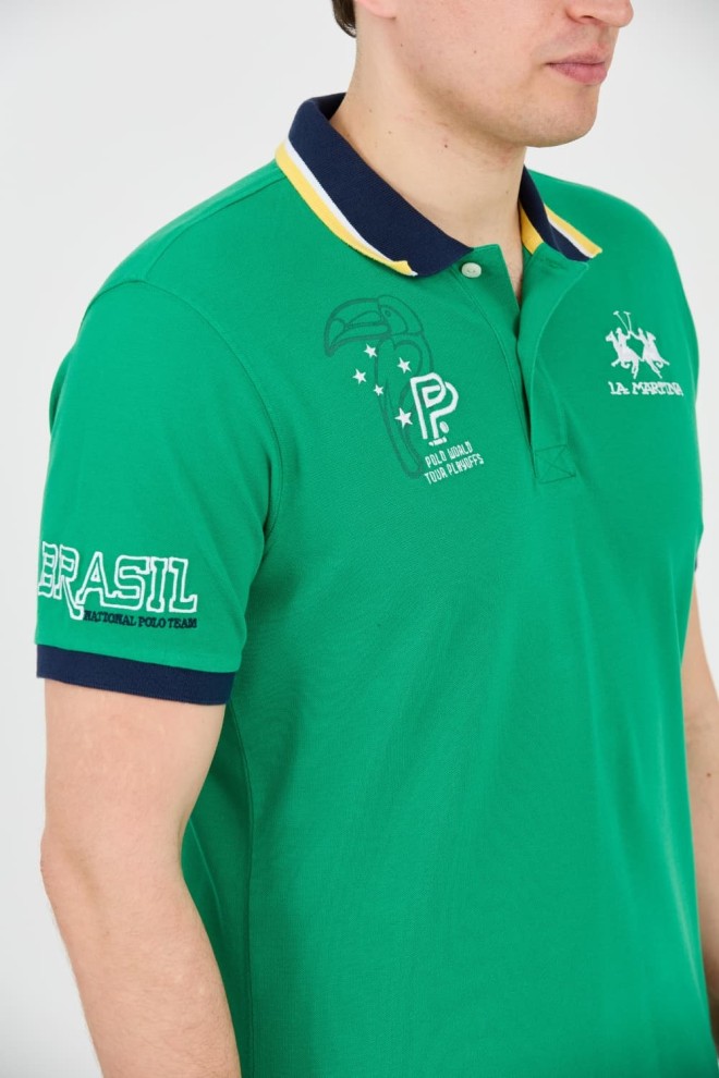 LA MARTINA Zielone męskie polo