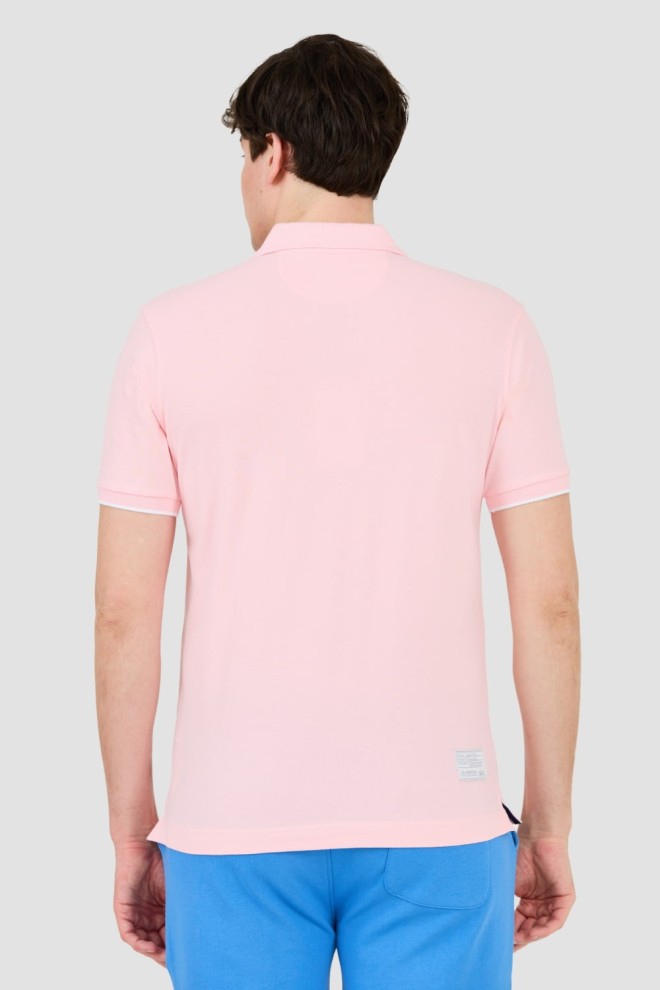 LA MARTINA Polo roz pentru bărbați cu logo mare