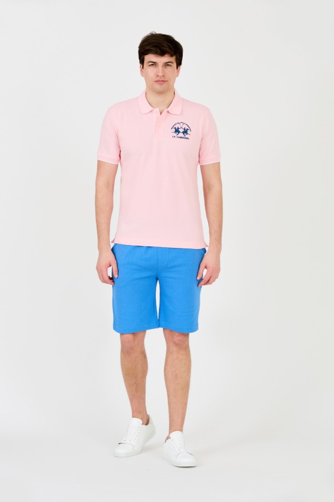 LA MARTINA Polo roz pentru bărbați cu logo mare