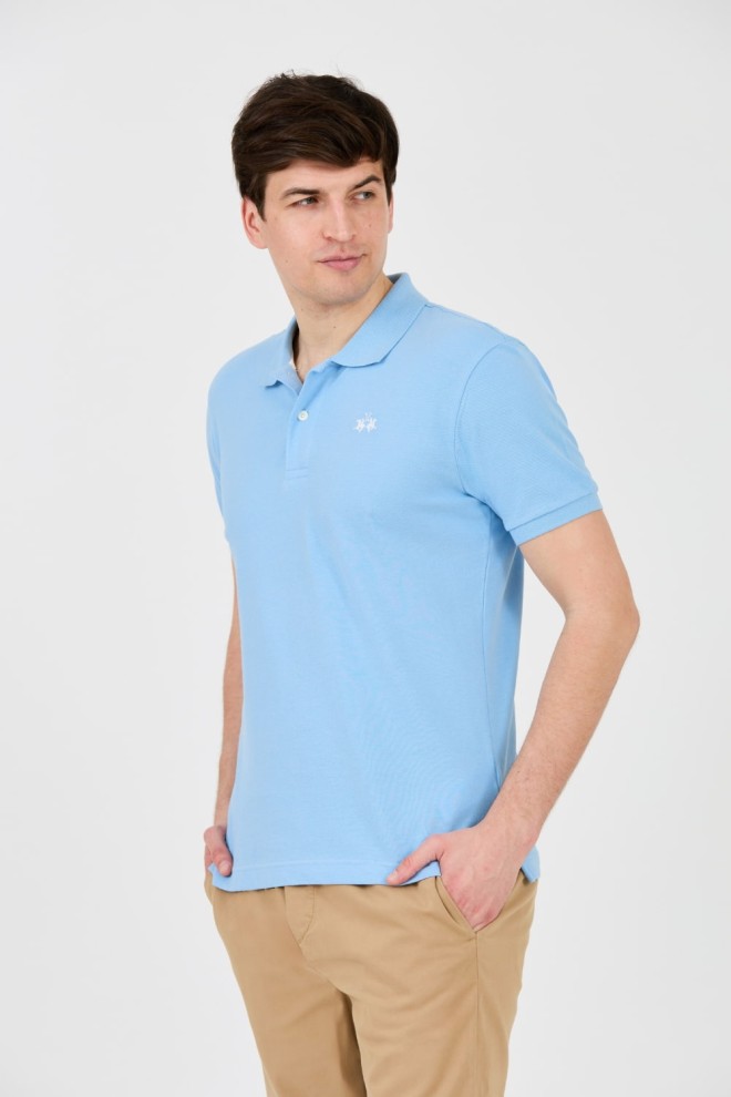 LA MARTINA Polo albastru pentru bărbați cu logo mic