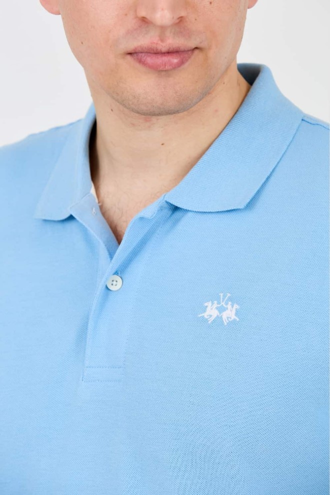 LA MARTINA Polo albastru pentru bărbați cu logo mic