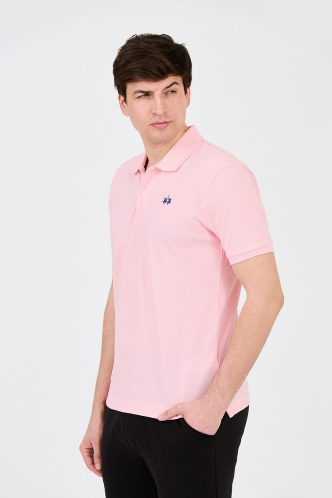 LA MARTINA Polo roz pentru bărbați cu logo mic