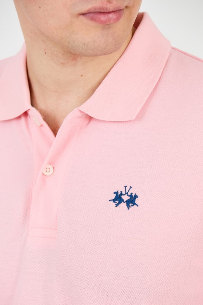 LA MARTINA Polo roz pentru bărbați cu logo mic