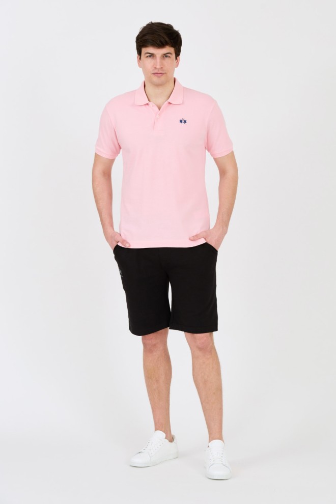 LA MARTINA Polo roz pentru bărbați cu logo mic