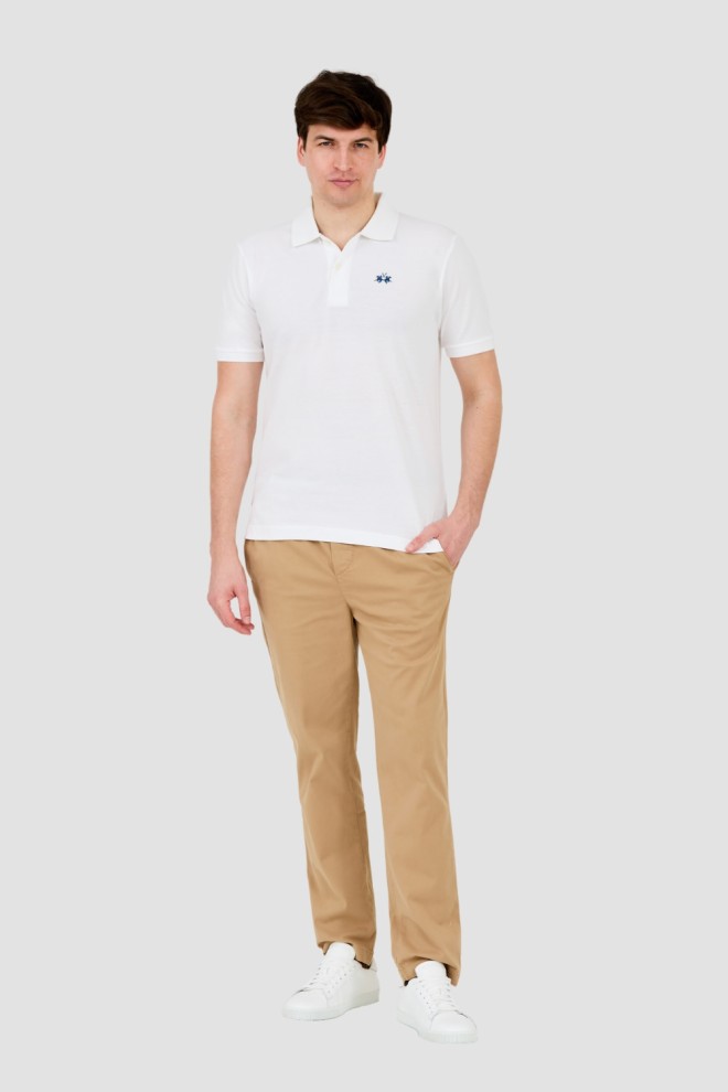 LA MARTINA Polo alb pentru bărbați cu logo mic