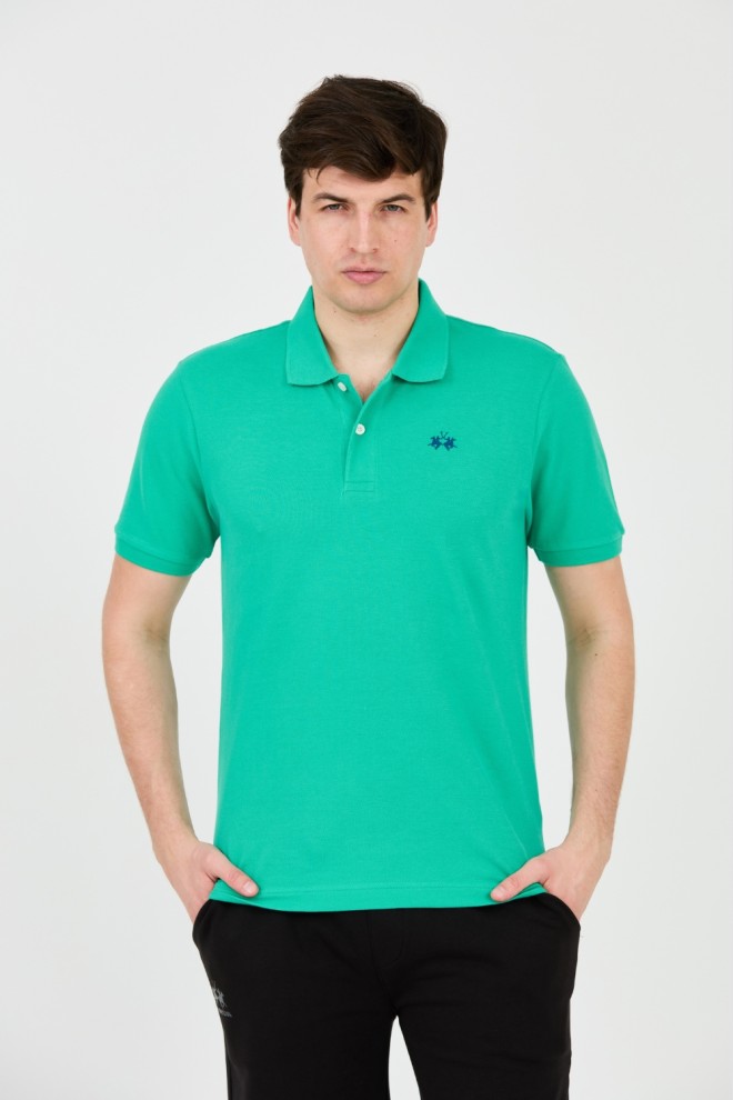 LA MARTINA Polo verde pentru bărbați cu logo mic