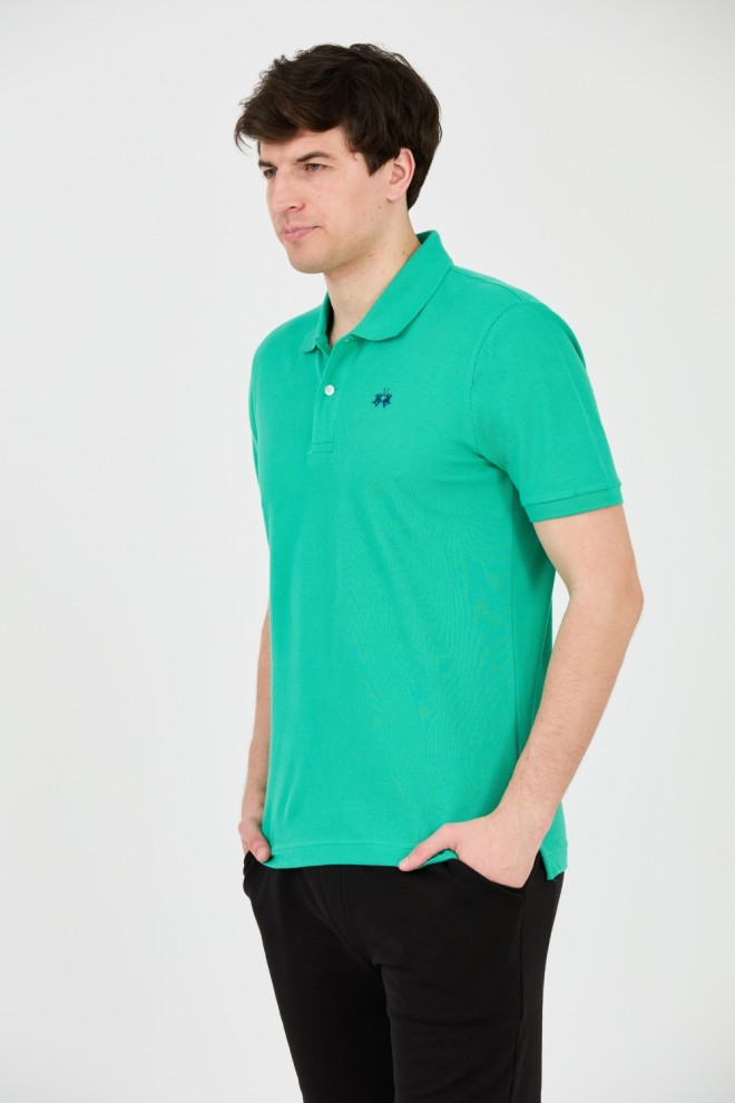 LA MARTINA Zielone męskie polo z małym logo