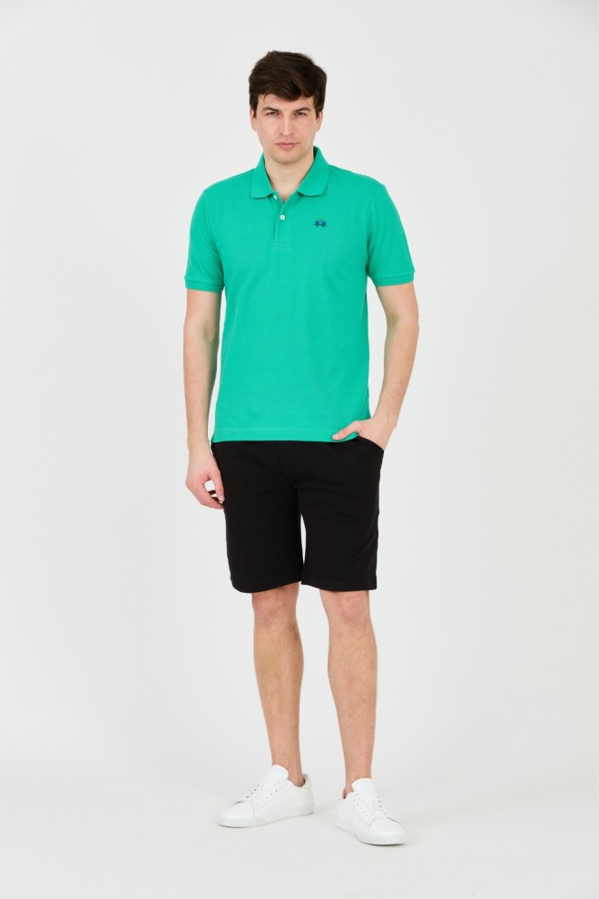 LA MARTINA Zielone męskie polo z małym logo