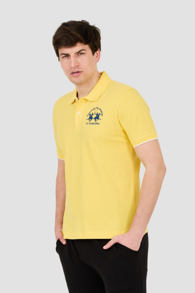 LA MARTINA Polo galben pentru bărbați cu logo mare