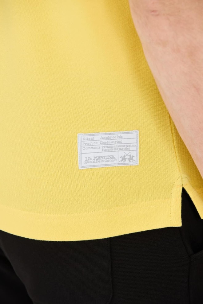 LA MARTINA Polo galben pentru bărbați cu logo mare