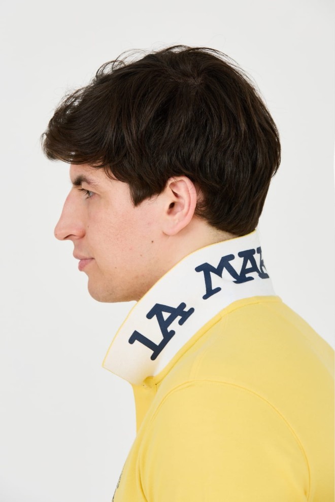 LA MARTINA Żółte męskie polo z dużym logo