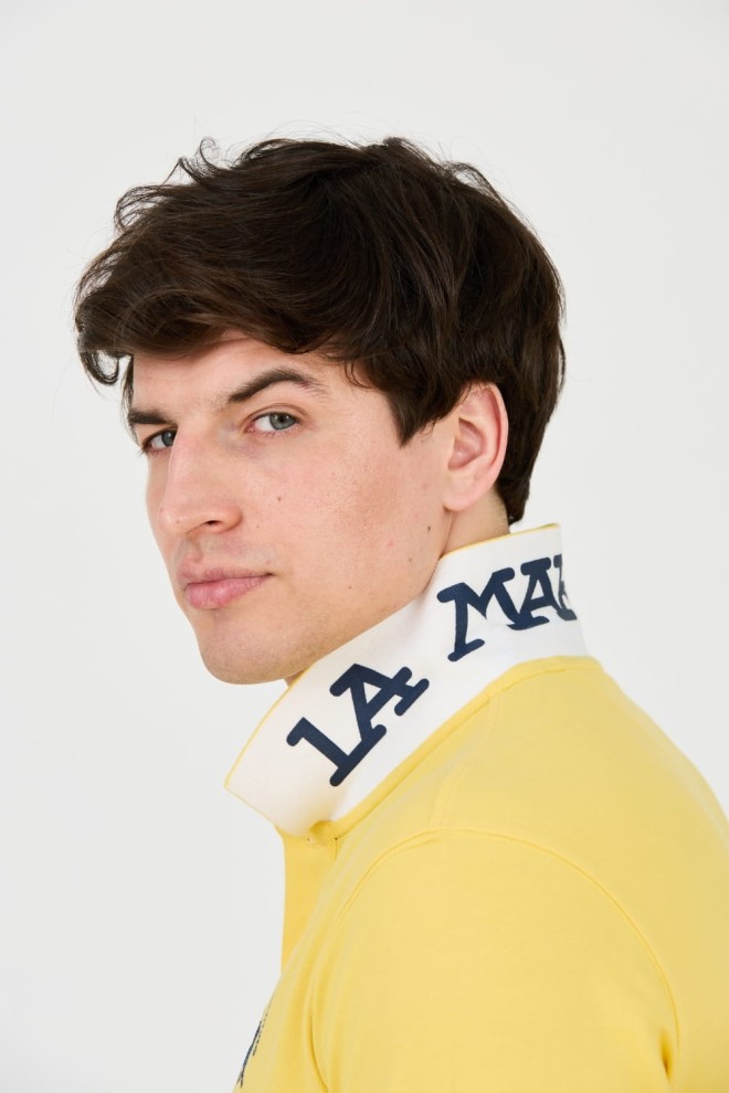 LA MARTINA Polo galben pentru bărbați cu logo mare
