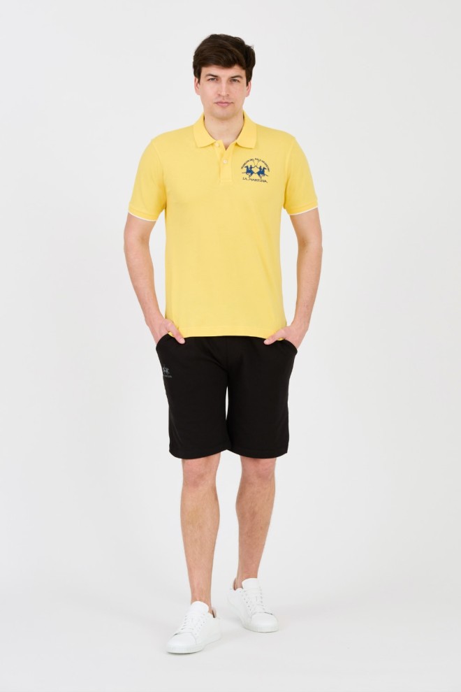 LA MARTINA Polo galben pentru bărbați cu logo mare