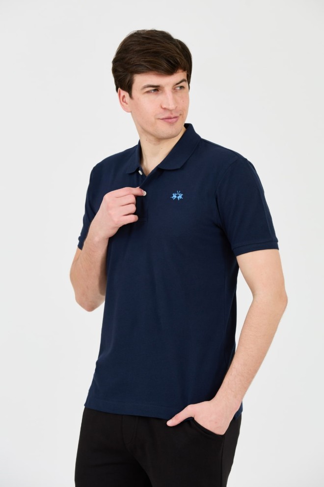 LA MARTINA Polo albastru marin pentru bărbați cu logo mic