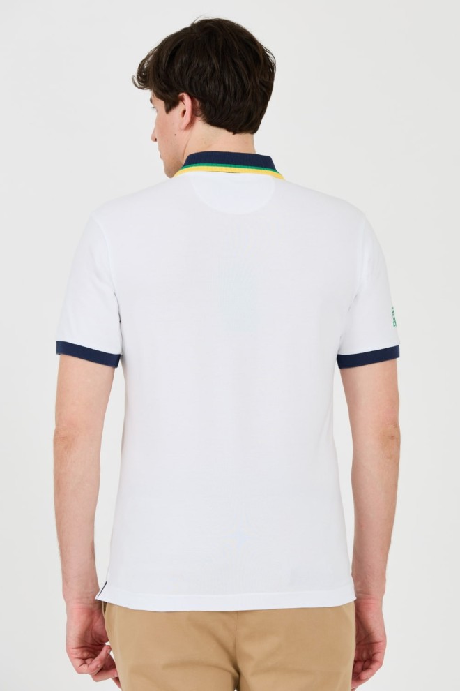 LA MARTINA White polo with large logo