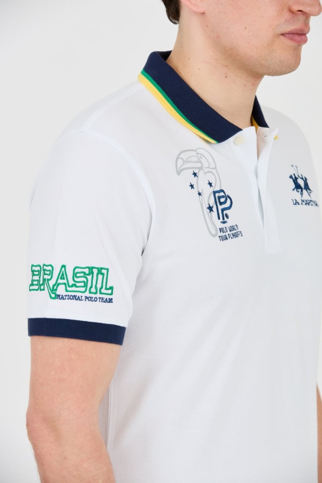 LA MARTINA White polo with large logo