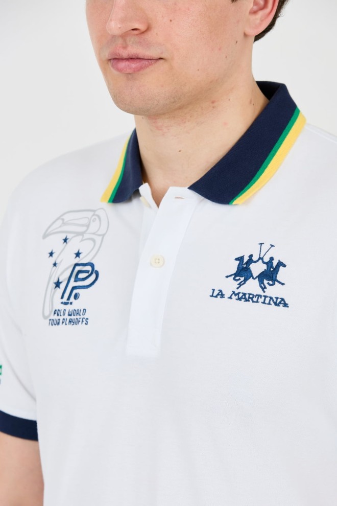 LA MARTINA White polo with large logo