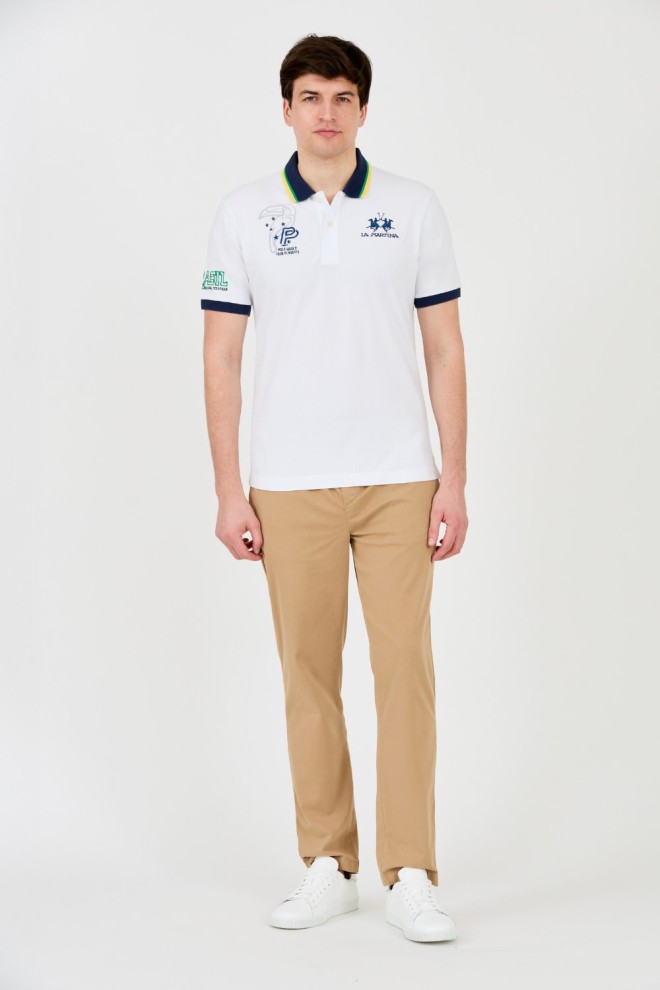 LA MARTINA White polo with large logo