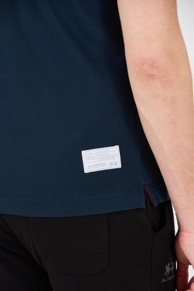 LA MARTINA Polo albastru marin pentru bărbați cu logo roșu mare