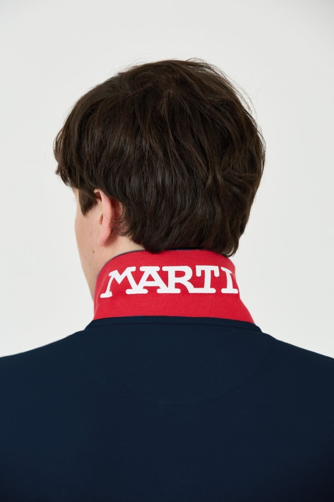 LA MARTINA Polo albastru marin pentru bărbați cu logo roșu mare